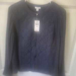 J.Jill Women Quilted Lightweight Jacket Charcoal Gray Mixed Media Cotton Size M